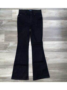 SPANX Kick Flare Pull On Jeans Black High Rise TALL Denim Bootcut Size Medium